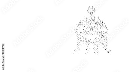 3d rendering of nails in shape of symbol of alien with shadows isolated on white background