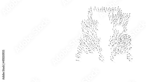 3d rendering of nails in shape of symbol of alchemy with shadows isolated on white background