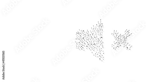 3d rendering of nails in shape of symbol of volume mute with shadows isolated on white background