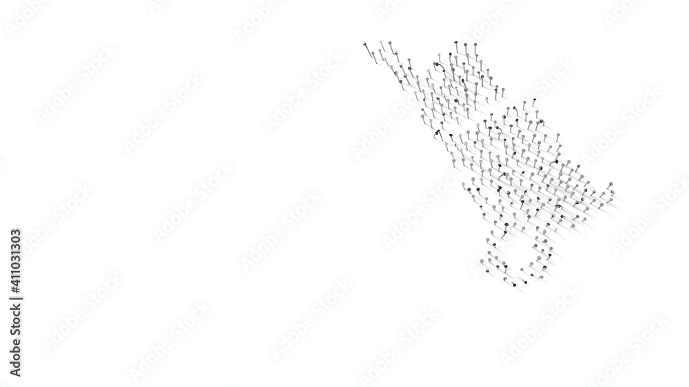 Fototapeta premium 3d rendering of nails in shape of symbol of trolley with shadows isolated on white background