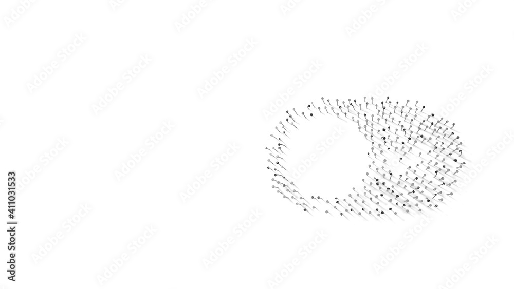 3d rendering of nails in shape of symbol of switch with shadows isolated on white background 3d rendering of nails in shape of symbol of switch with shadows isolated on white background