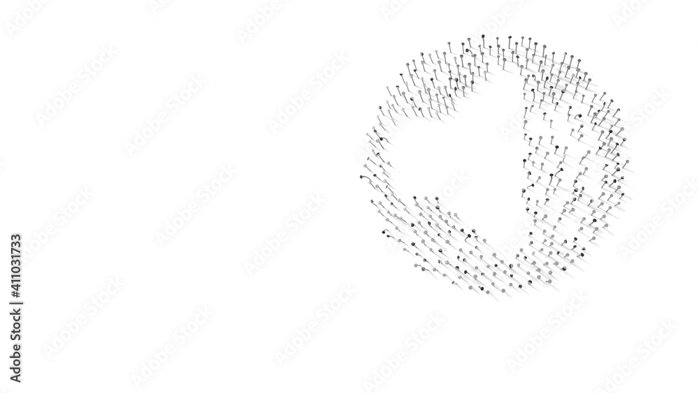 3d rendering of nails in shape of symbol of speaker with shadows isolated on white background 3d rendering of nails in shape of symbol of speaker with shadows isolated on white background