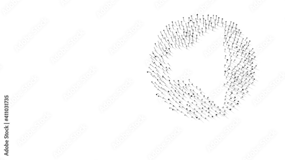 3d rendering of nails in shape of symbol of speaker with shadows isolated on white background 3d rendering of nails in shape of symbol of speaker with shadows isolated on white background