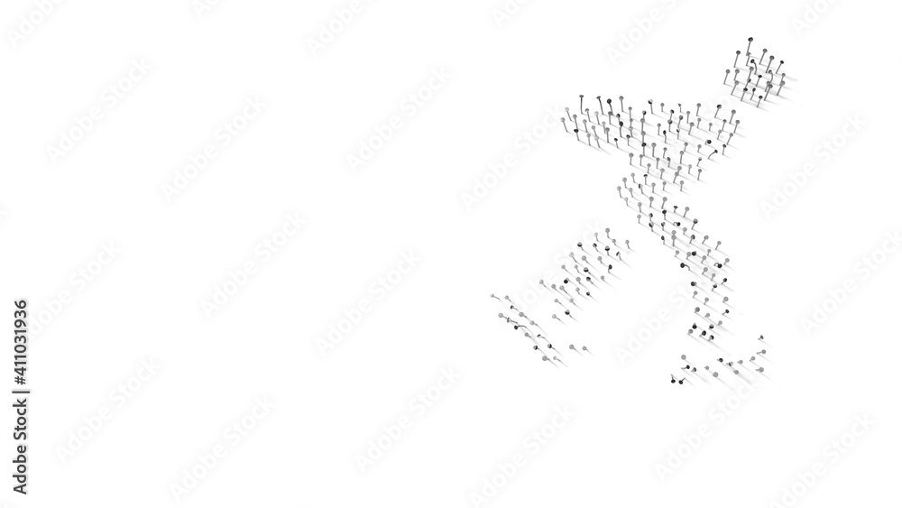 3d rendering of nails in shape of symbol of skating with shadows isolated on white background 3d rendering of nails in shape of symbol of skating with shadows isolated on white background