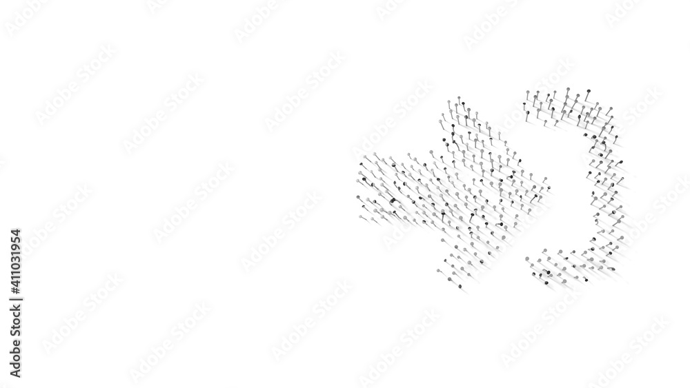 3d rendering of nails in shape of symbol of sign in alt with shadows isolated on white background 3d rendering of nails in shape of symbol of sign in alt with shadows isolated on white background