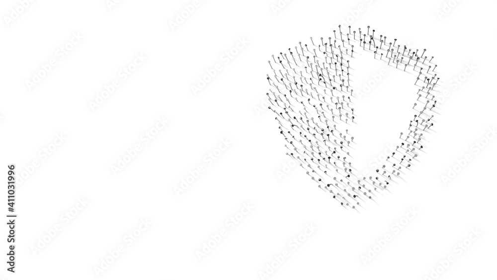 3d rendering of nails in shape of symbol of shield with shadows isolated on white background 3d rendering of nails in shape of symbol of shield with shadows isolated on white background