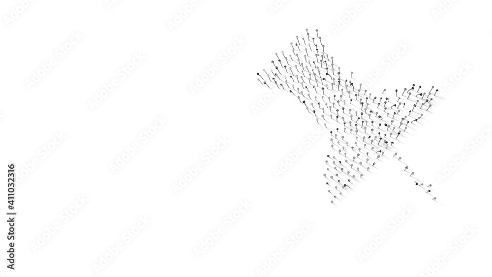 3d rendering of nails in shape of symbol of push pin with shadows isolated on white background 3d rendering of nails in shape of symbol of push pin with shadows isolated on white background
