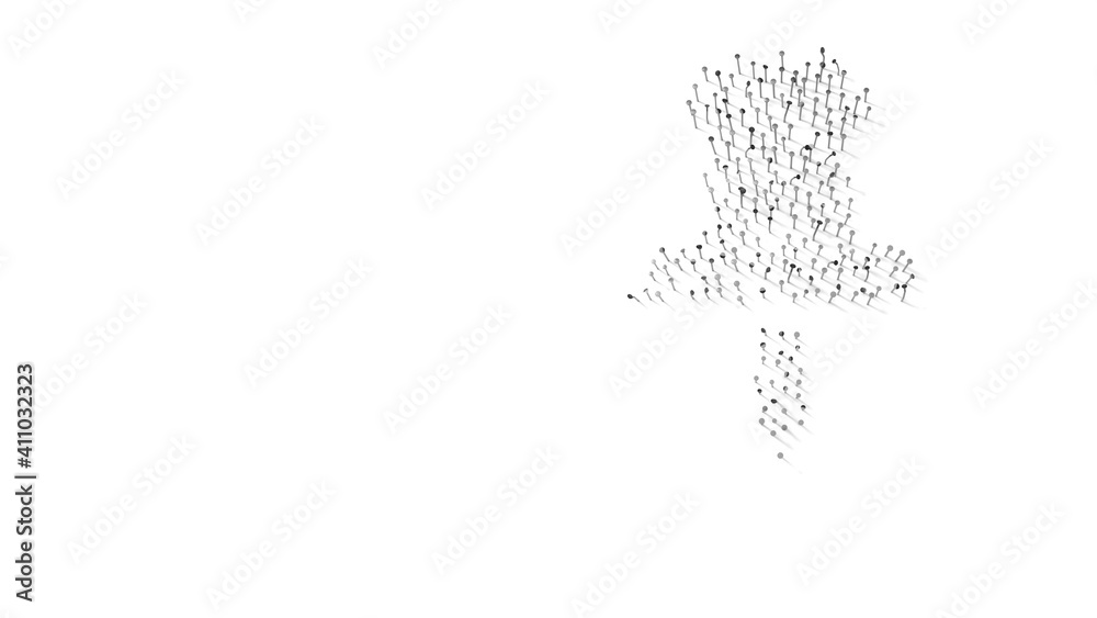 3d rendering of nails in shape of symbol of push pin with shadows isolated on white background 3d rendering of nails in shape of symbol of push pin with shadows isolated on white background