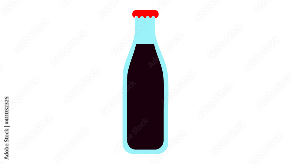 black lemonade in a glass bottle on a white background, vector illustration. cola for drinking fast food. harmful lemonade. Eco-friendly packaging without plastic. care for the environment black lemonade in a glass bottle on a white background, vector illustration. cola for drinking fast food. harmful lemonade. Eco-friendly packaging without plastic. care for the environment