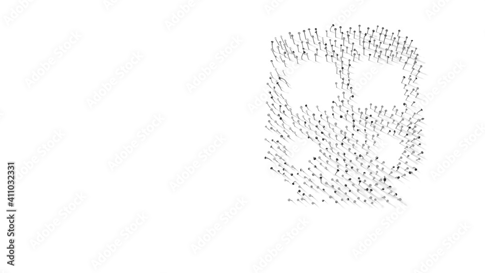 3d rendering of nails in shape of symbol of public transport subway with shadows isolated on white background 3d rendering of nails in shape of symbol of public transport subway with shadows isolated on white background