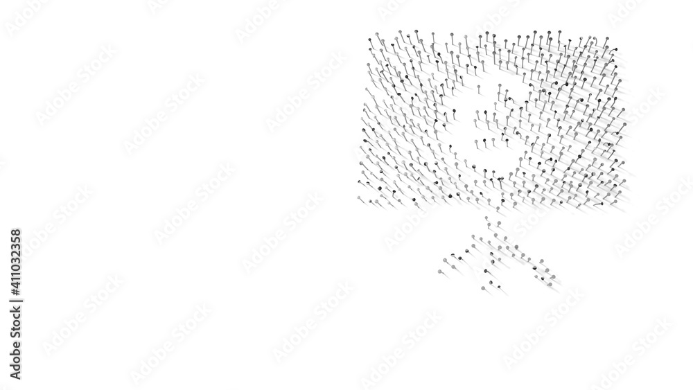 3d rendering of nails in shape of symbol of presentation with shadows isolated on white background 3d rendering of nails in shape of symbol of presentation with shadows isolated on white background