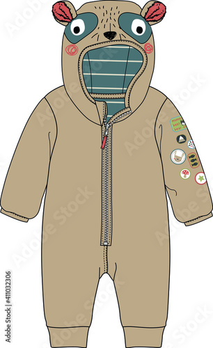 Hooded overalls design. Baby fashion vector illustration