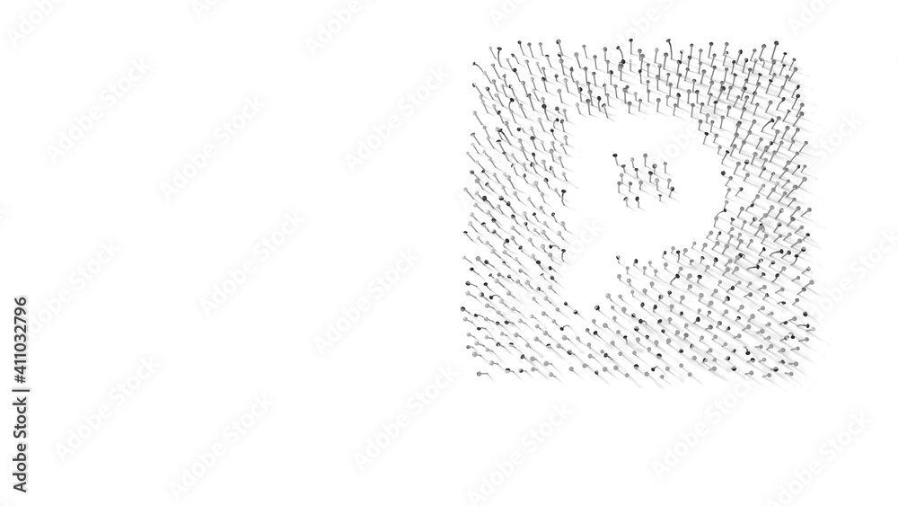 3d rendering of nails in shape of symbol of parking with shadows isolated on white background 3d rendering of nails in shape of symbol of parking with shadows isolated on white background