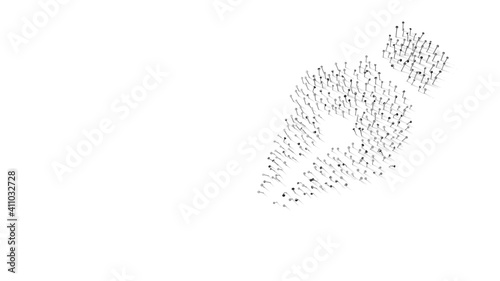 3d rendering of nails in shape of symbol of pen nib with shadows isolated on white background