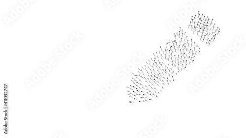 3d rendering of nails in shape of symbol of pen with shadows isolated on white background