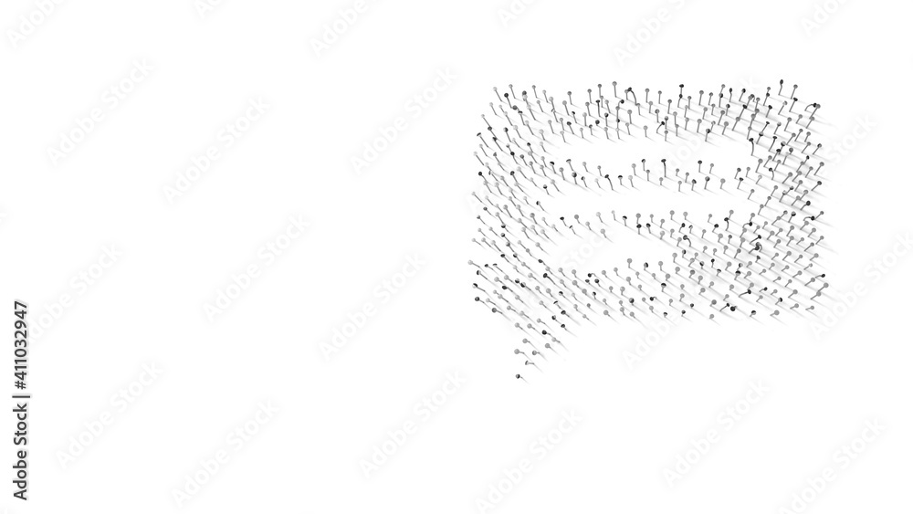 3d rendering of nails in shape of symbol of multimedia with shadows isolated on white background 3d rendering of nails in shape of symbol of multimedia with shadows isolated on white background