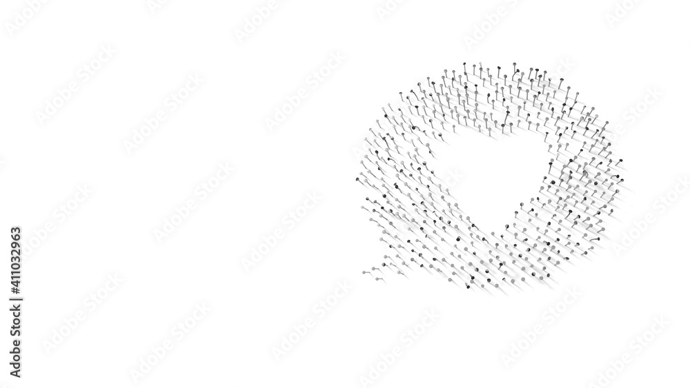 3d rendering of nails in shape of symbol of multimedia with shadows isolated on white background 3d rendering of nails in shape of symbol of multimedia with shadows isolated on white background