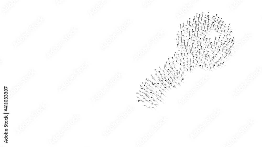 3d rendering of nails in shape of symbol of key with shadows isolated on white background 3d rendering of nails in shape of symbol of key with shadows isolated on white background