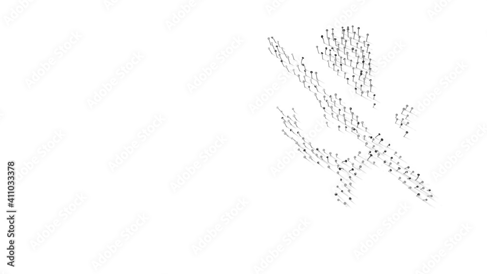 3d rendering of nails in shape of symbol of interface with shadows isolated on white background 3d rendering of nails in shape of symbol of interface with shadows isolated on white background