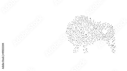 3d rendering of nails in shape of symbol of kiwi bird with shadows isolated on white background