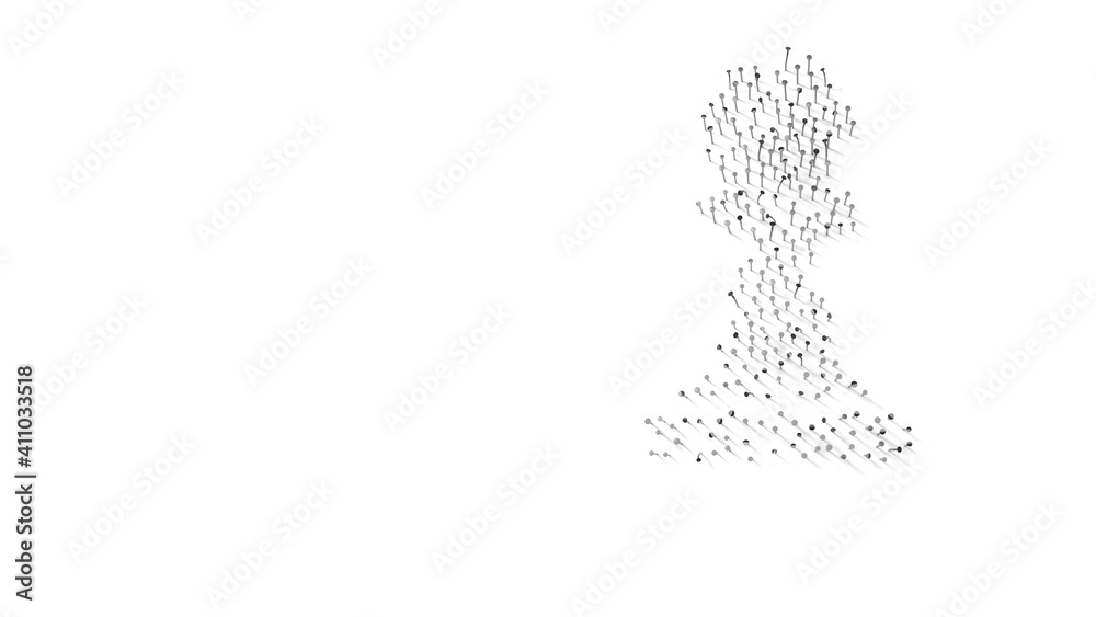 3d rendering of nails in shape of symbol of chess pawn with shadows isolated on white background 3d rendering of nails in shape of symbol of chess pawn with shadows isolated on white background