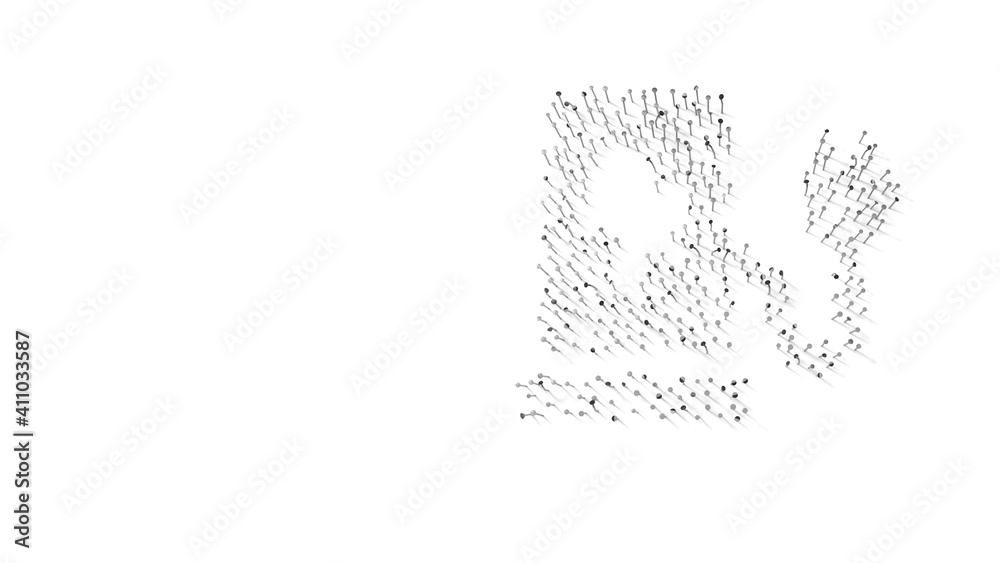 3d rendering of nails in shape of symbol of charging station with shadows isolated on white background 3d rendering of nails in shape of symbol of charging station with shadows isolated on white background