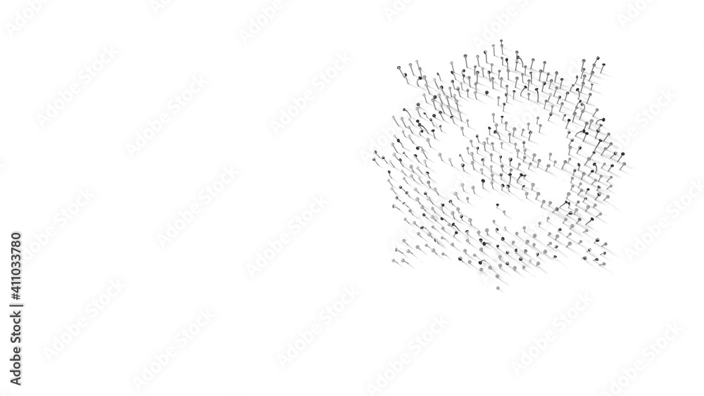 3d rendering of nails in shape of symbol of helm with shadows isolated on white background 3d rendering of nails in shape of symbol of helm with shadows isolated on white background