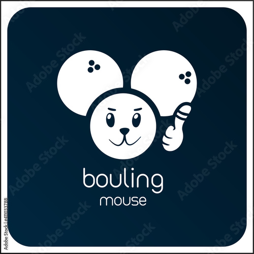 Vector mouse logo for bowling. photo