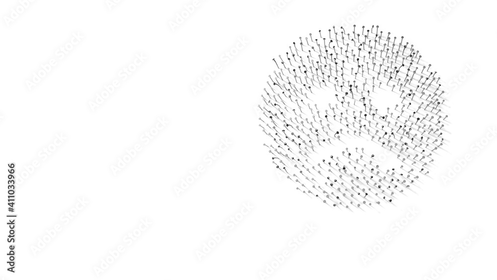 3d rendering of nails in shape of symbol of frown with shadows isolated on white background 3d rendering of nails in shape of symbol of frown with shadows isolated on white background
