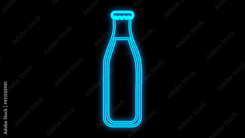 lemonade, cola in a glass bottle on a black background, illustration, neon. neon sign in blue, fast food and coffee shop decoration. bright sign for restaurants lemonade, cola in a glass bottle on a black background, illustration, neon. neon sign in blue, fast food and coffee shop decoration. bright sign for restaurants