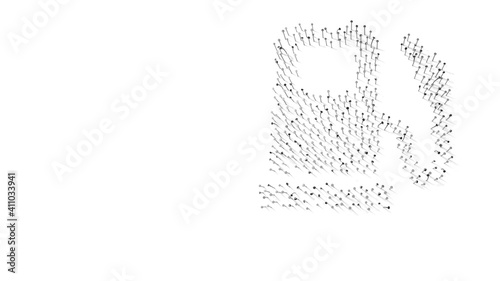 3d rendering of nails in shape of symbol of gas pump with shadows isolated on white background