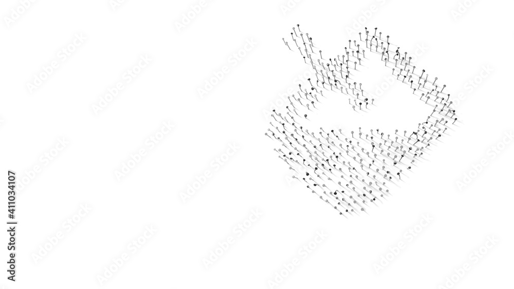 3d rendering of nails in shape of symbol of fill with shadows isolated on white background 3d rendering of nails in shape of symbol of fill with shadows isolated on white background