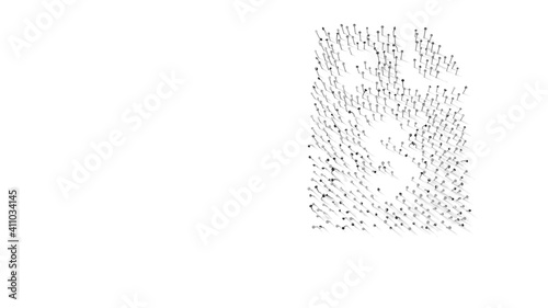 3d rendering of nails in shape of symbol of file invoice dollar with shadows isolated on white background