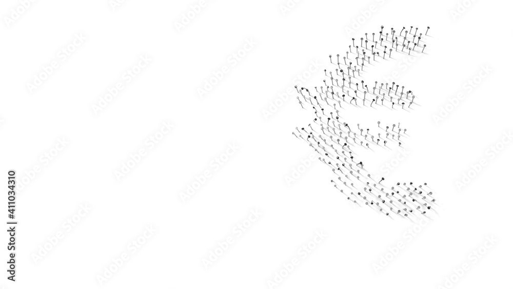 3d rendering of nails in shape of symbol of euro sign with shadows isolated on white background 3d rendering of nails in shape of symbol of euro sign with shadows isolated on white background