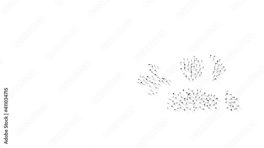 3d rendering of nails in shape of symbol of create group button with shadows isolated on white background