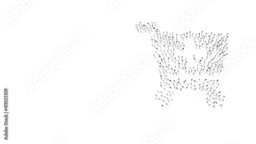 3d rendering of nails in shape of symbol of cart plus with shadows isolated on white background