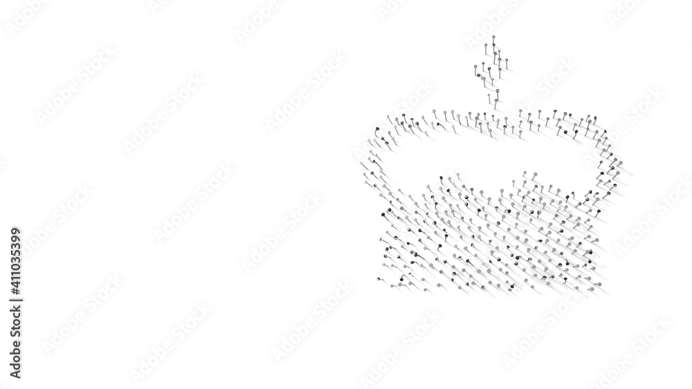 3d rendering of nails in shape of symbol of birthday cake with shadows isolated on white background