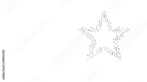 3d rendering of nails in shape of symbol of bookmark button with shadows isolated on white background