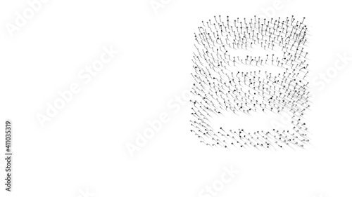 3d rendering of nails in shape of symbol of book with shadows isolated on white background