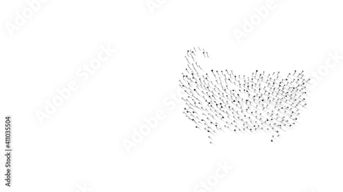 3d rendering of nails in shape of symbol of bathtub with shadows isolated on white background