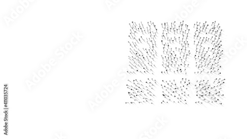 3d rendering of nails in shape of symbol of archive with shadows isolated on white background