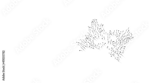 3d rendering of nails in shape of symbol of American sign language interpreting with shadows isolated on white background