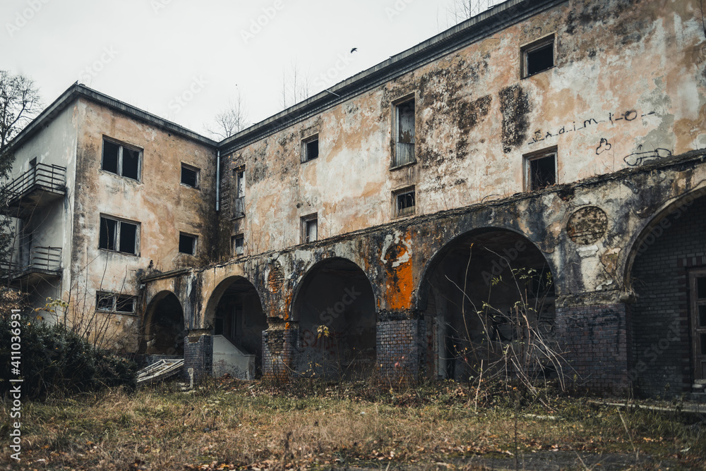 Abandoned building in Truskavets, a former Polish sanatorium for officers.
