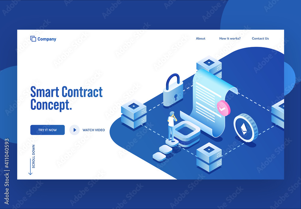Landing Page Design with Business Man Approval Contract Paper All Round ...