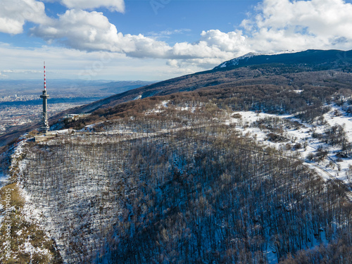 Winter view of Kopititoto tower at Vitosha Mountain, Bulgaria photo