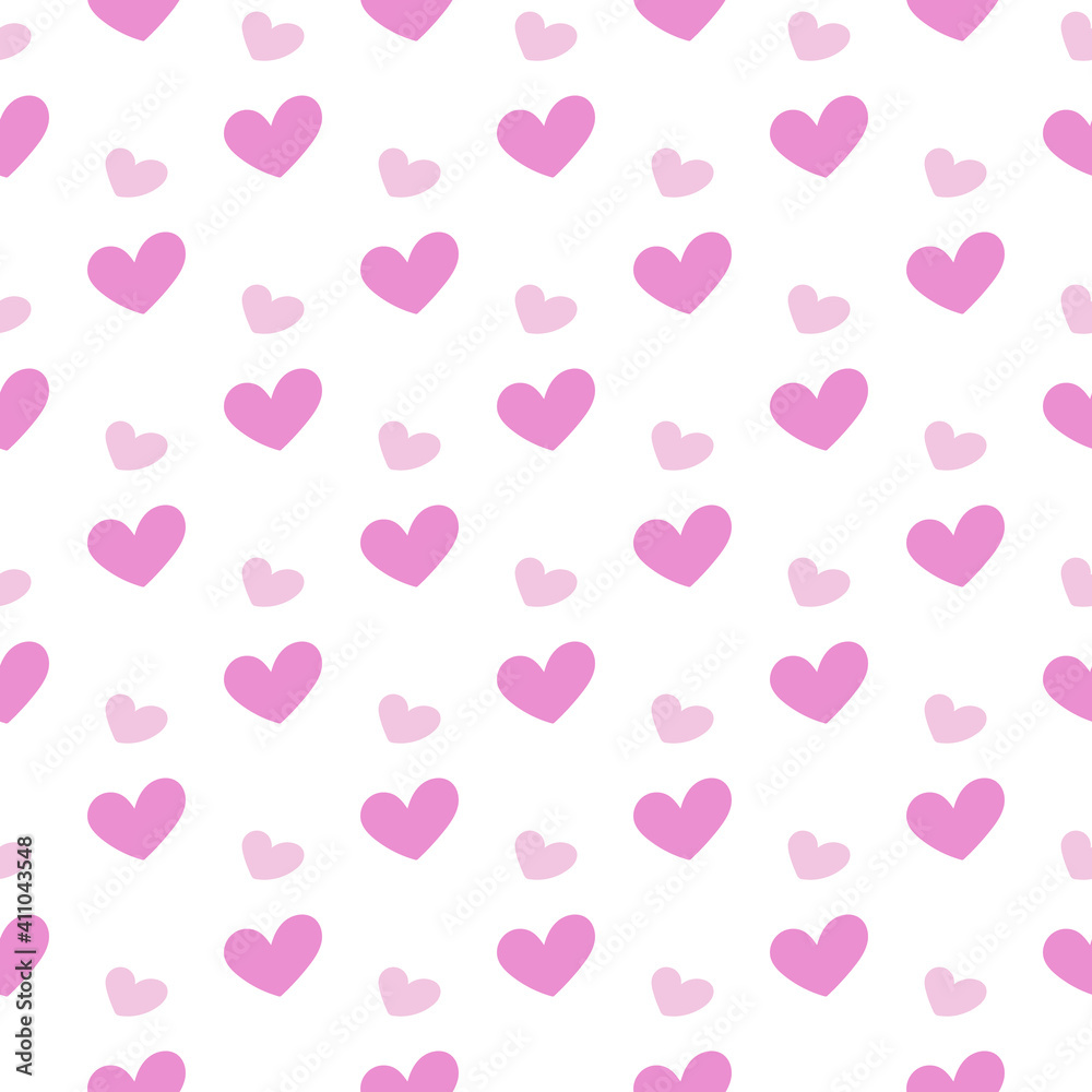 Valentine's day seamless repeating romantic pattern with pink delicate hearts. Can be used for wrapping paper, fabric, textile, as a cute pattern for baby clothes, love and romance theme
