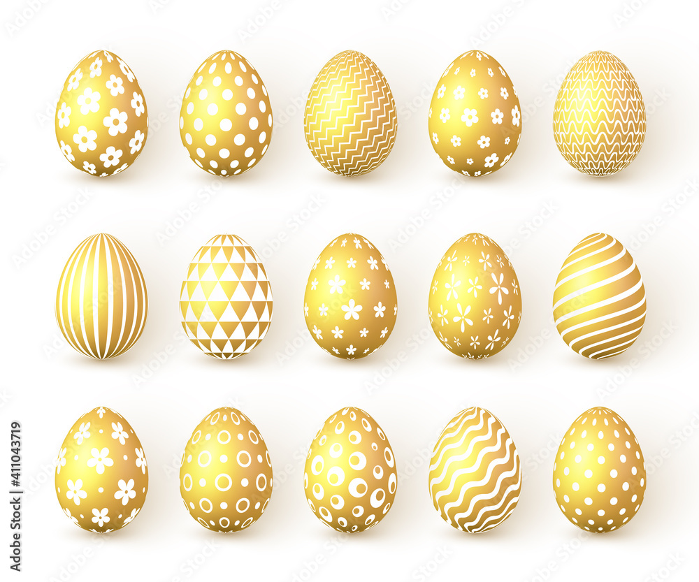 Happy Easter. Color Easter eggs on white background. Vector illustration