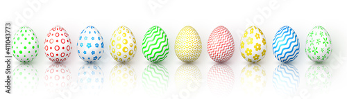 Happy Easter. Color Easter eggs on white background. Vector illustration