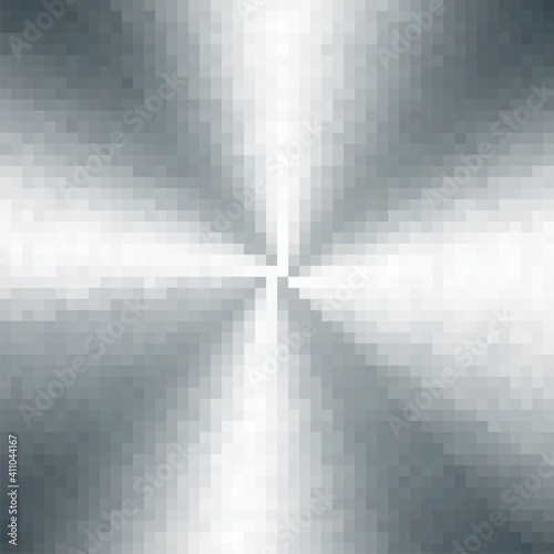 Silver metallic radial gradient with scratches. Titan, steel, chrome, nickel foil surface texture effect. Vector illustration