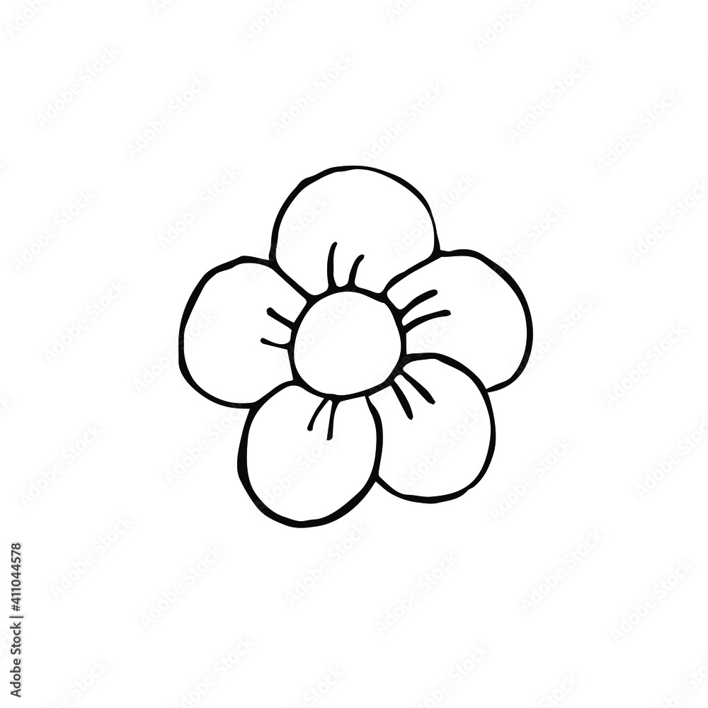 Vector hand drawn doodle sketch flower isolated on white background Vector hand drawn doodle sketch flower isolated on white background